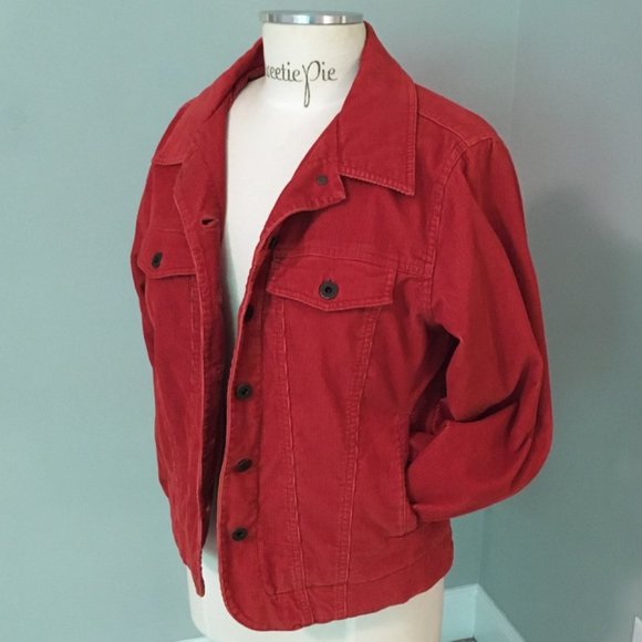 L.L. Bean Flannel Lined Corduroy Jacket Orange - Picture 1 of 11